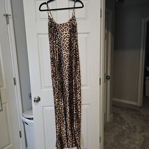 Fashion Nova Leopard Print Satin Maxi Dress Size L